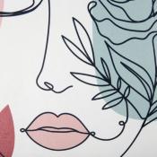 Housse de Coussin Visage Arty Blanc Rose Vert Design 40 x 40 cm