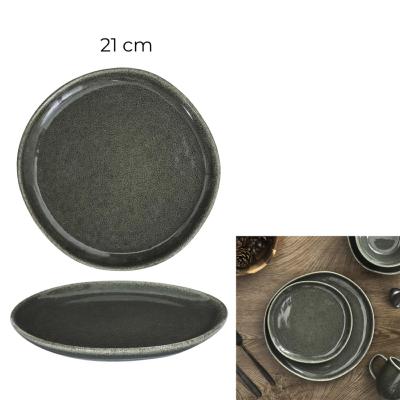 6 Assiettes à Dessert en Grès Vert Ø 21 cm - Matière Naturelle