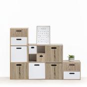 Boîte de Rangement Effet Bois Chêne Naturel – 31 x 31 x 15 cm 