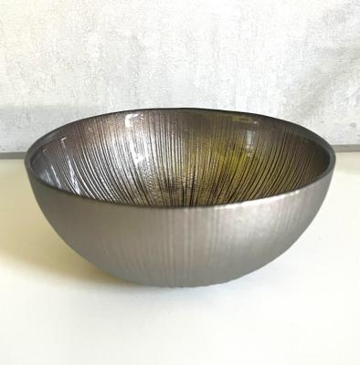 Bol en Verre Fumé Texturé Argent/Doré– Ø 15 cm x H 6,5 cm