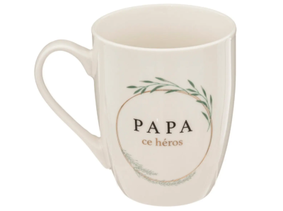 Mug Papa ce Héros Beige Doré Couronne Laurier 33 cl