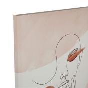 Toile Visage Femme Minimaliste Beige Nude Marron 70 x 50 cm 