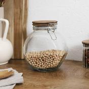 Bocal Rond en Verre 2 Positions Couvercle Bois Acacia 200 cl 