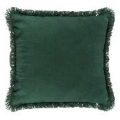Housse de Coussin Vert & Doré Jungle Brodé Franges 40 x 40 cm 