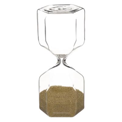 Sablier Verre Transparent Doré Hexagonal H.16 cm 