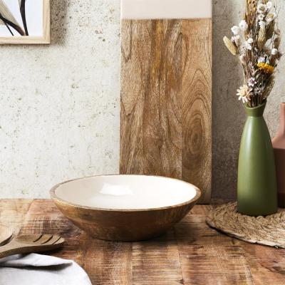 Saladier Bois de Manguier Résine Beige Ø 28 cm 