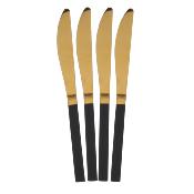 16 Couverts Dorés aux Manches Noirs Inox Design