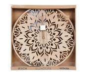 Horloge Mandala Bois Clair Ajouré Floral Silencieuse Ø 50 cm