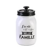Pot en Verre Noir et Blanc Salle de Bain La Vie En Famille Style Chic H.15 cm