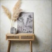 Toiles Coloniales Imprimées - Palmiers Noir & Blanc - 80 x 60 cm 