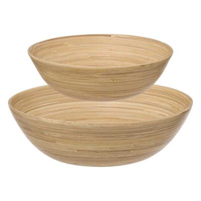2 Saladiers en Bambou Naturel Ø 30 Ø 24 cm 