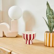 Bougies Parfumées Pot Céramique Émaillé Rayures Jaune / Vert / Bordeaux 