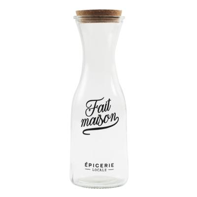 Carafe en Verre "FAIT-MAISON" Bouchon Liège 1 Litre