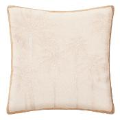 Coussin Palmiers Brodés Beige & Jute 40 x 40cm - Déco Naturelle Exotique