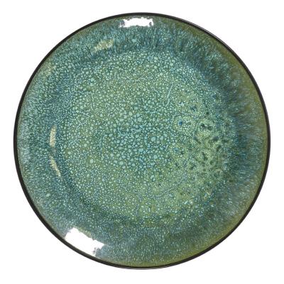 Assiette Plate en Céramique 27 cm – Design émaillé vert et bleu