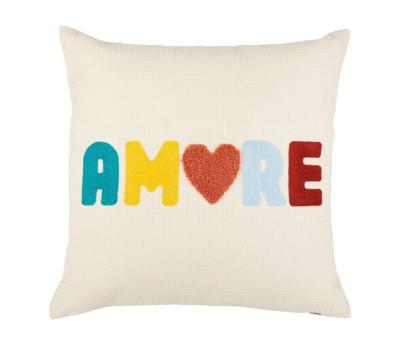 Housse de Coussin AMORE Bouclette Multicolore Beige Gaufré 40 x 40 cm 