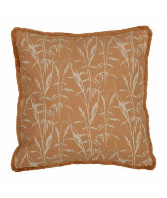 Housse de Coussin Bohème Terracotta Feuillages Blancs 45 x 45 cm 