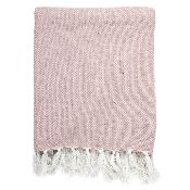 Jeté de Canapé Rose Pâle 125 x 150 cm Motifs Chevrons Jacquard Franges