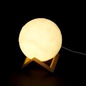 Lampe Lune Tactile avec Support en Bois Ø 15 cm Veilleuse 3D