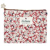 Pochette Maîtresse jusqu'au bout des doigts Fleurs Rose Blanc 20 x 15 cm 