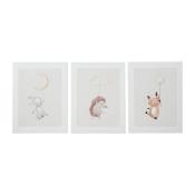 Toiles Animaux Chambre Bébé : Lapin, Renard, Hérisson 30 x 40 cm 