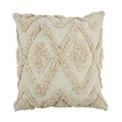 Coussin Ethnique Beige Écru Losange en Relief  40 x 40cm