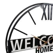 Horloge Métal Noir Welcome Home Ø 50 cm Style Industriel