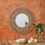 Miroir Fleur Rond Corde Naturelle Ø 50 cm 