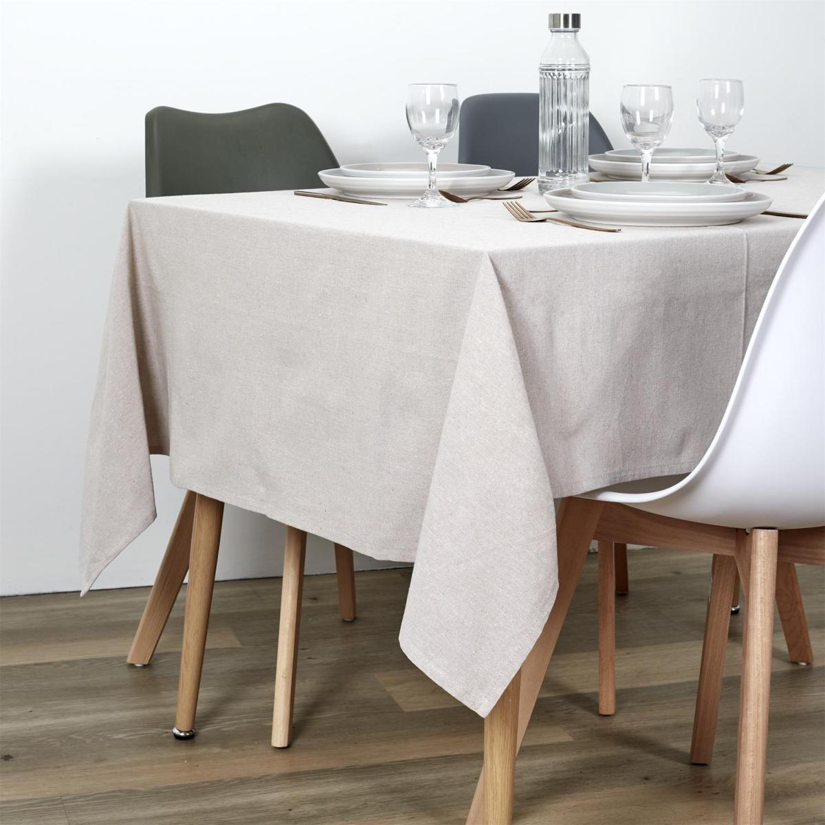 Nappe Rectangulaire Beige Coton Naturel - 250 x 140 cm