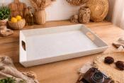 Plateau Rectangulaire Beige en mélamine 40 x 29 cm avec poignées – Style Bohème