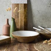 Saladier Bois de Manguier & Résine Beige Nacré Ø 27,5 cm