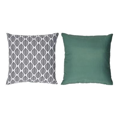 Coussin Extérieur Feuilles Vertes Blanches 40 x 40 cm 2 Faces