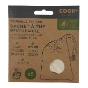 5 Sachets de Thé/Tisane Réutilisables Coton Green Attitude