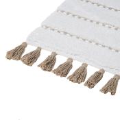 Tapis Salle de Bain Blanc Taupe 50 x 75 cm Coton Pompons 