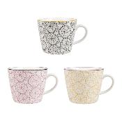 Tasse à Thé Ethnique Jaune Noir Violet 33cl Porcelaine JOY