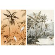 Toiles "Tropical Vintage" Multicolore Cacatoès Imprimées 80 x 60 cm  