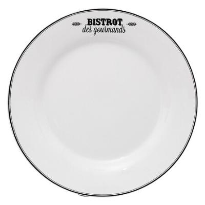6 Assiettes Plates Bistrot des Gourmands Blanc & Noir Ø 26 cm
