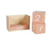 Calendrier Perpétuel Rose & Blanc Bloc Bois Clair 14 x 9 cm 