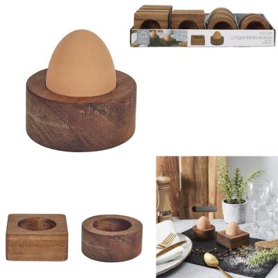 Coquetier en bois d’acacia – Rond ou Carré au choix | 6,5 x 6,5 x H.3 cm