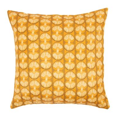 Coussin Jaune Moutarde Tissu Africain Palm 40 x40 cm 