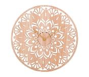 Horloge Mandala Bois Clair Ajouré Floral Silencieuse Ø 50 cm