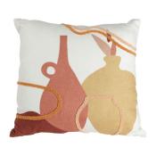 Housse de Coussin Bouclette Poterie Jarre Terracotta Jaune Blanc 40 x 40 cm 