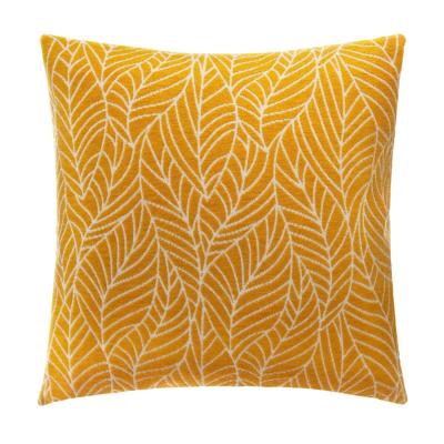 Housse de Coussin Feuilles Jaune Moutarde Exotique Chic 40 x40 cm 