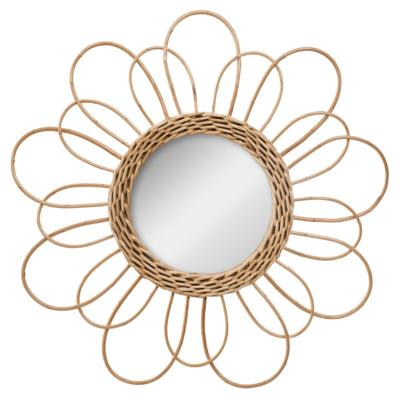 Miroir Fleur Rotin Naturel Tressé Ø 38 cm 