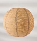 Suspension Boule Ronde Beige Naturel Tressé Ø 35 cm Non Électrique 