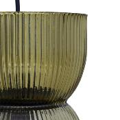 Suspension Verte en Verre Strié Ancel Ø 14 cm 