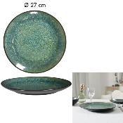 Assiette Plate en Céramique 27 cm – Design émaillé vert et bleu