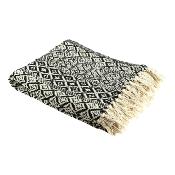 Jeté de Canapé Noir Beige Ethnique 120 x 150 cm Coton Motifs Losanges