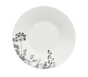 Service 18 pièces Assiettes Blanches Fleurs Champêtres Noires 