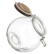 Bocal Rond en Verre 2 Positions Couvercle Bois Acacia 200 cl 